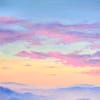 Sorbet Skies Original Oil Painting Cloudy Landscape by Andrew Gaia small
