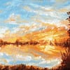 Sunset Farm Pond Oil Painting Original Andrew Gaia