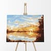 Sunset Farmers Pond Landscape Original Oil Painting Andrew Gaia On Easel