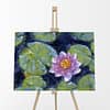 Pink and Purple lotus Lily Pads Pond Mock 2 Oil Painting Original