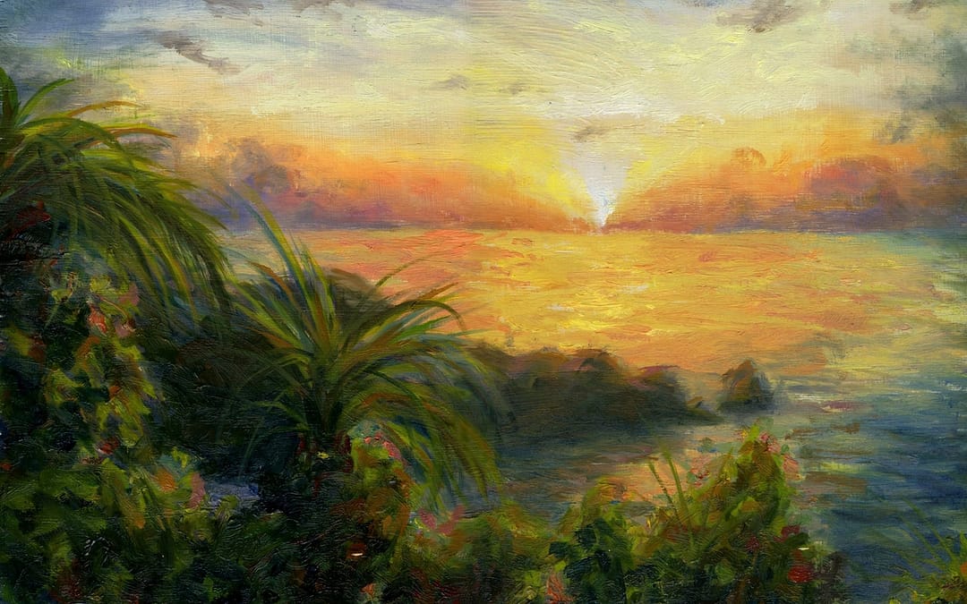 Gaia Fine Art Insights – Jamaican Sunset – Oil on Board