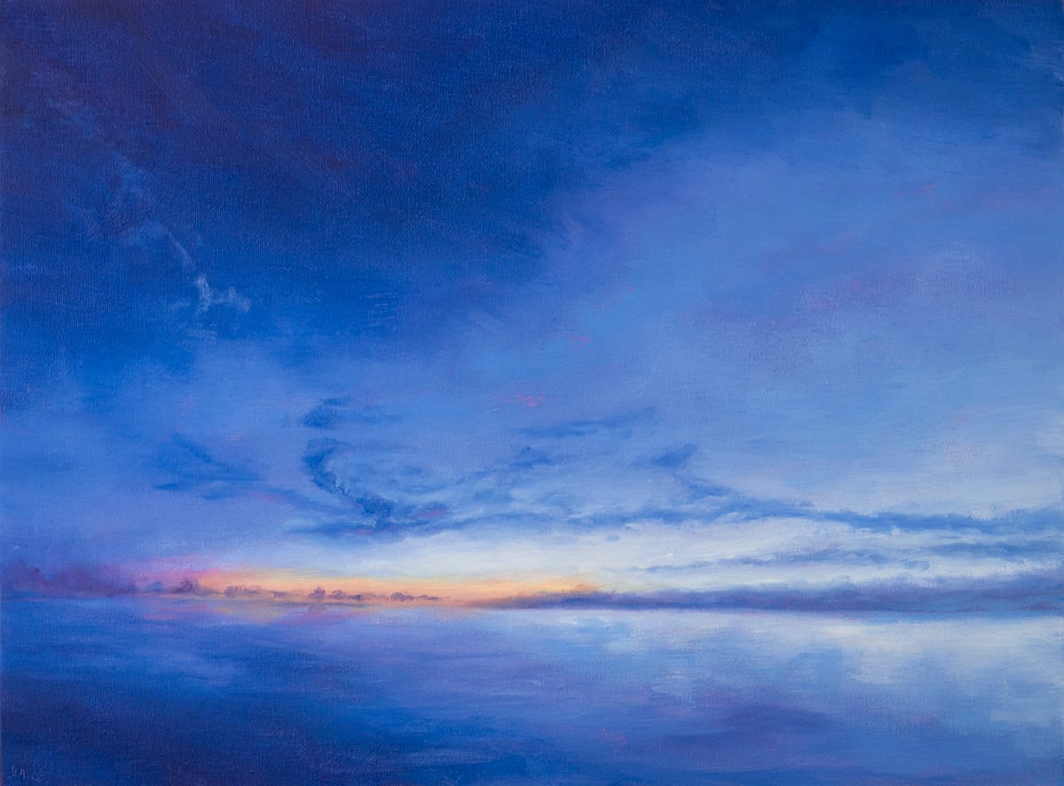 Cool Sky Reflections Original Landscape Oil Painting by Andrew Gaia small