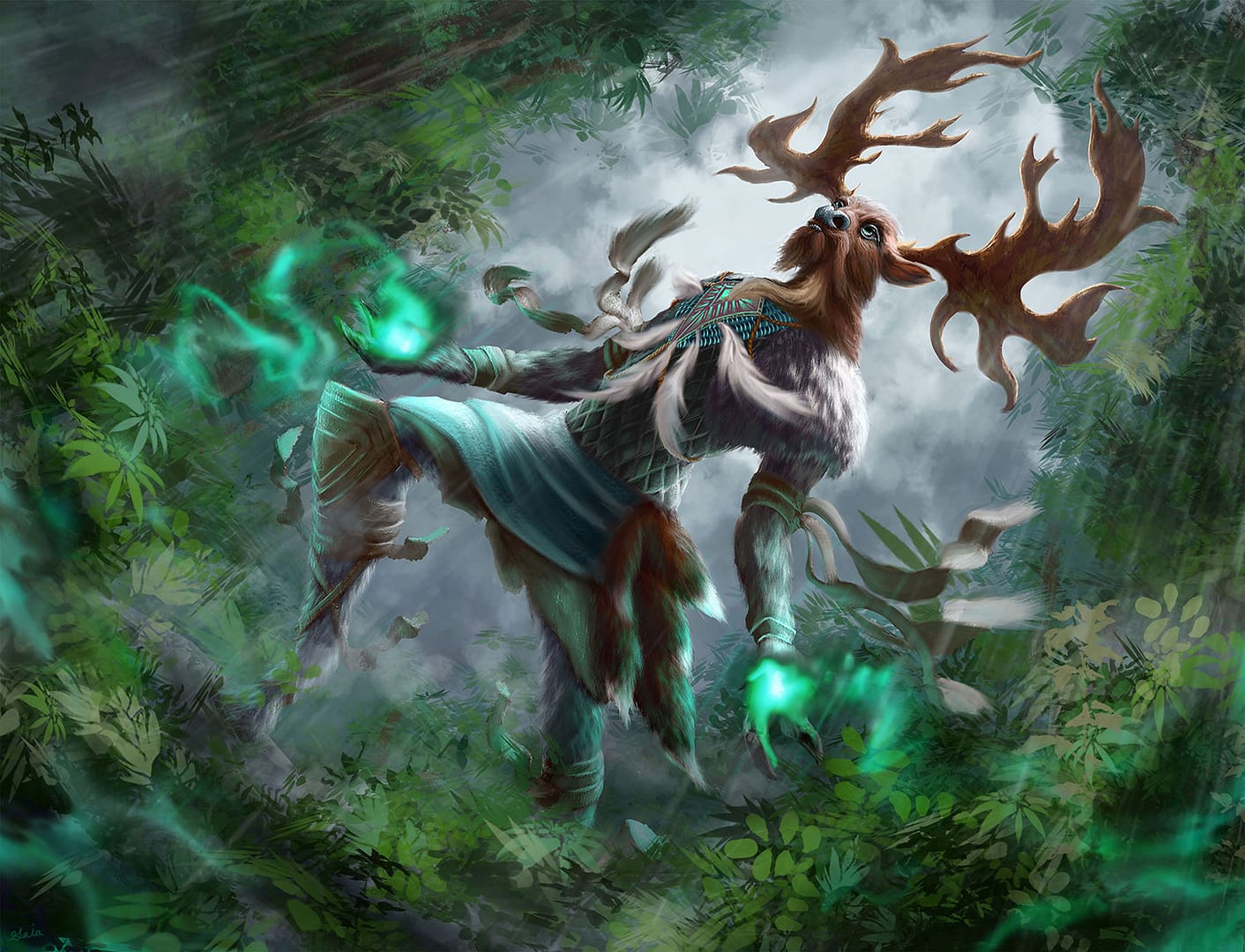 deer shaman forest god creature illustration 1