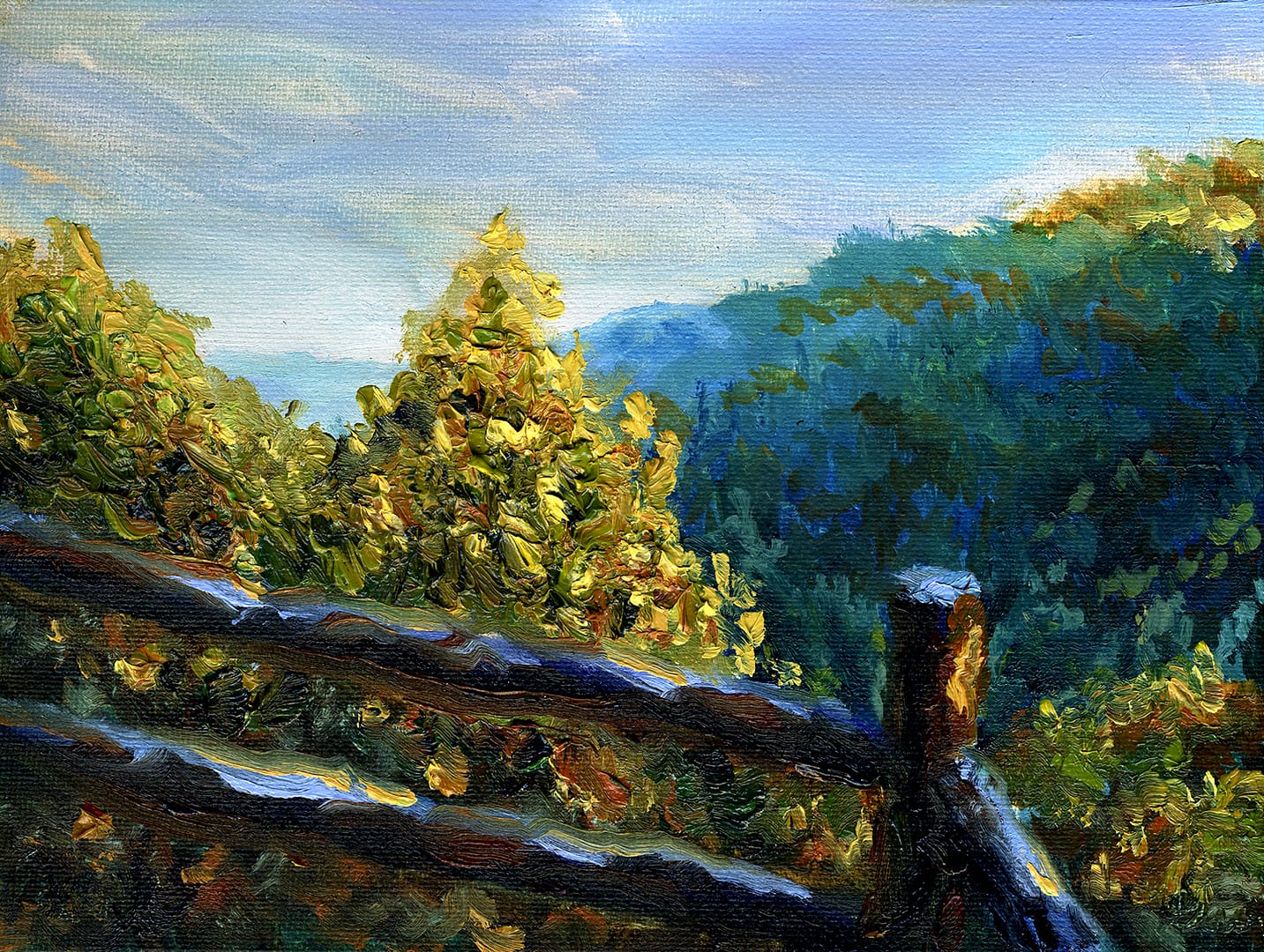 Mountain view | Yellow Treetops | Oil Painting | Impressionism