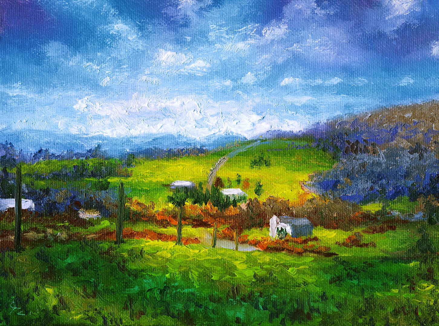 Glory Skies Farm Oil Painting Original Andrew Gaia