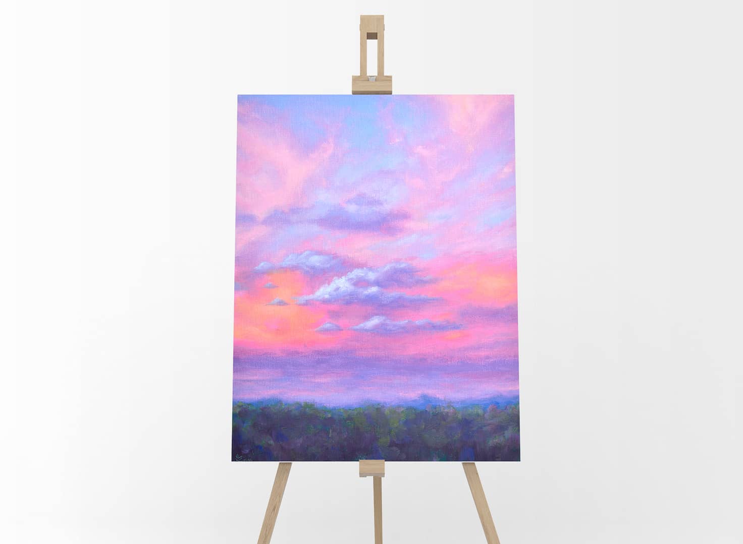 The Color of Sky Original landscape Painting by Andrew Gaia on easel