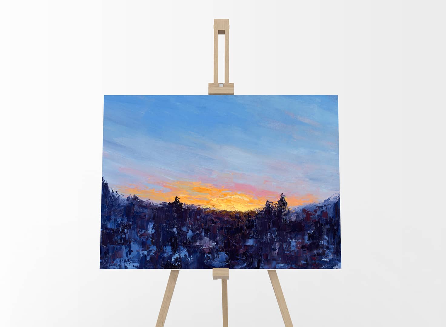 Soft Skies and Wintery Woods Oil Painting Landscape on Easel Andrew Gaia