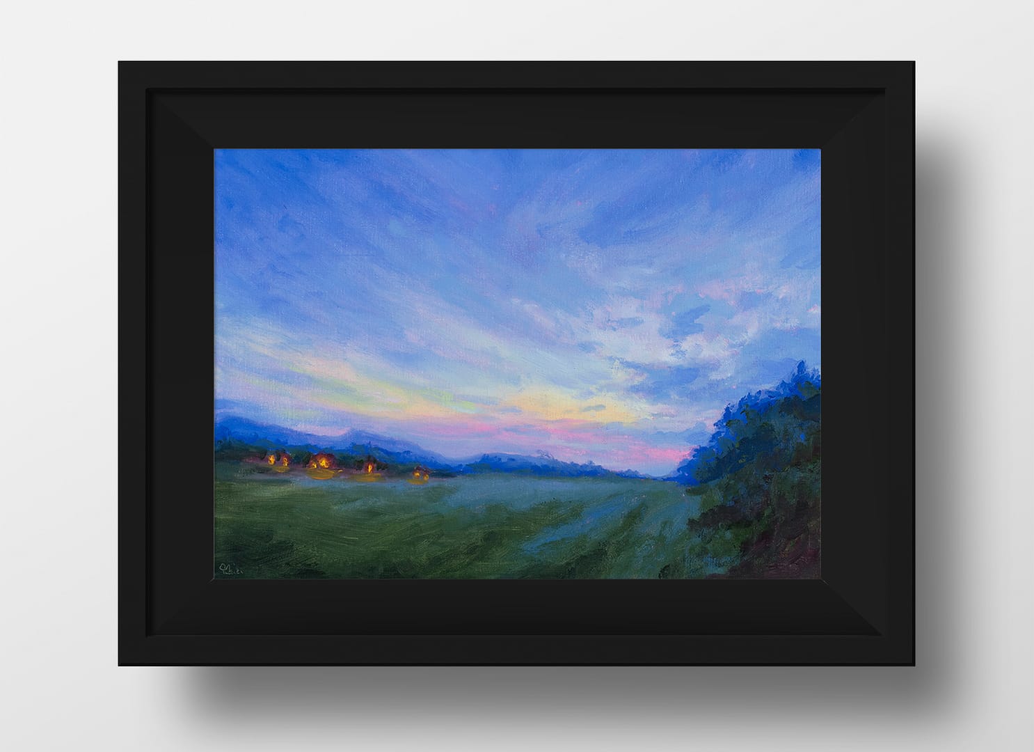 Rainbow mornings Sky Landscape Original Oil Painting Andrew Gaia In Frame