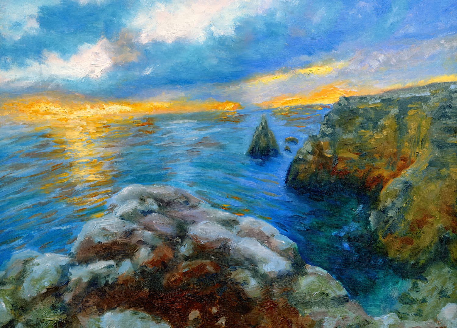 Andrew Gaia Cliffside Sunset Puerto Rico Oil Painting Landscape