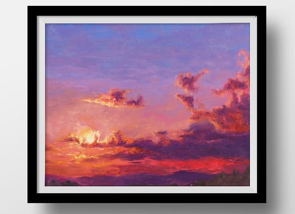 The Spark of Life Sky Landscape Original Oil Painting Andrew Gaia in frame