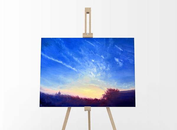Disbursing Clouds Original Oil Painting by Andrew Gaia on Easel