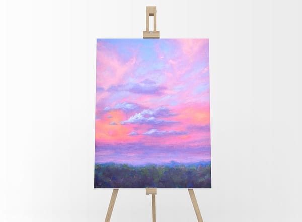 The Color of Sky Original landscape Painting by Andrew Gaia on easel