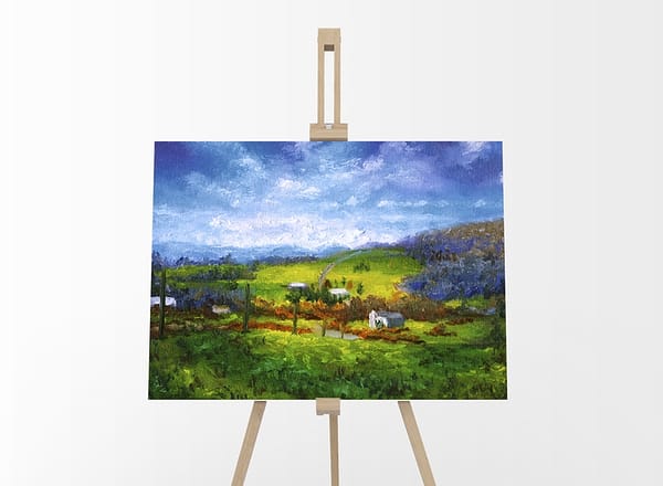 Glory Skies Farm Landscape Original Oil Painting Andrew Gaia On Easel