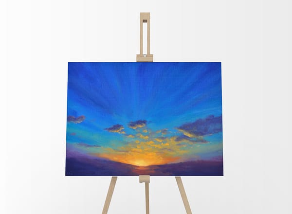 A Warm Glow Original Oil Painting by Andrew Gaia on easel