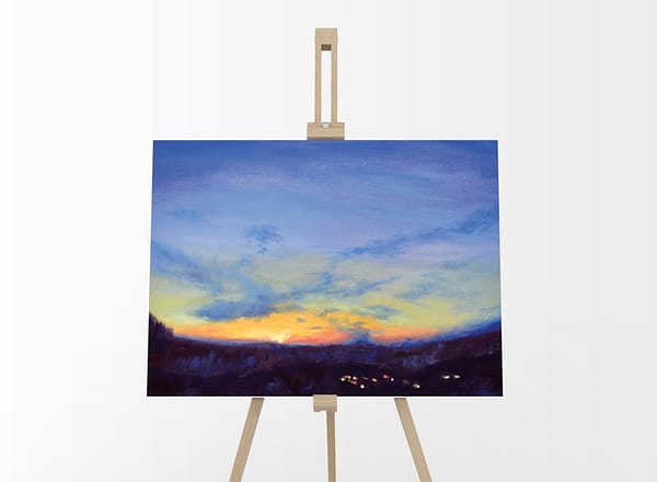 Breaking Dawn Original Oil Painting by Andrew Gaia on Easel