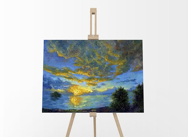 Radiant Sunrise Landscape Original Oil Painting Andrew Gaia On Easel
