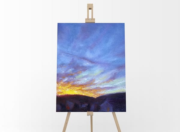 Small Town Skies Original Oil Painting Andrew Gaia On Easel