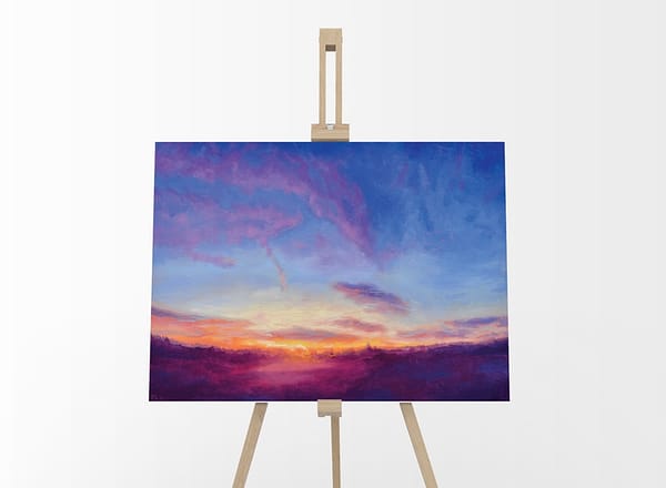 Uplifting Warmth of the Sun Oil Painting Original Landscape by Andrew Gaia on easel