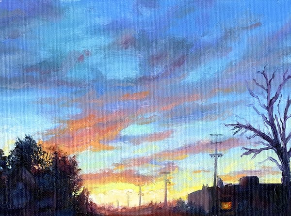 Sky Landscape Another Day Closes Oil Painting Original Andrew Gaia