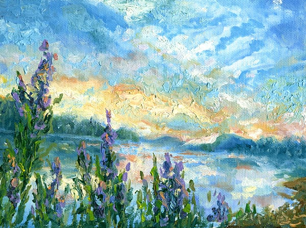 Sunset River Sky Landscape Oil Painting Andrew Gaia