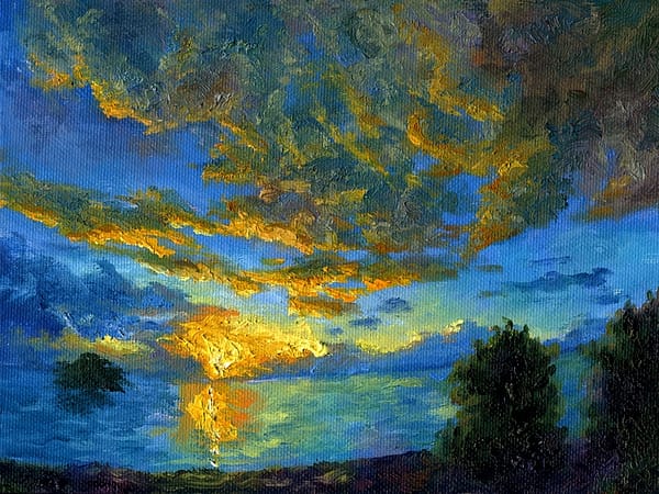 Radiant Sunrise Oil Painting Original Andrew Gaia Seascape