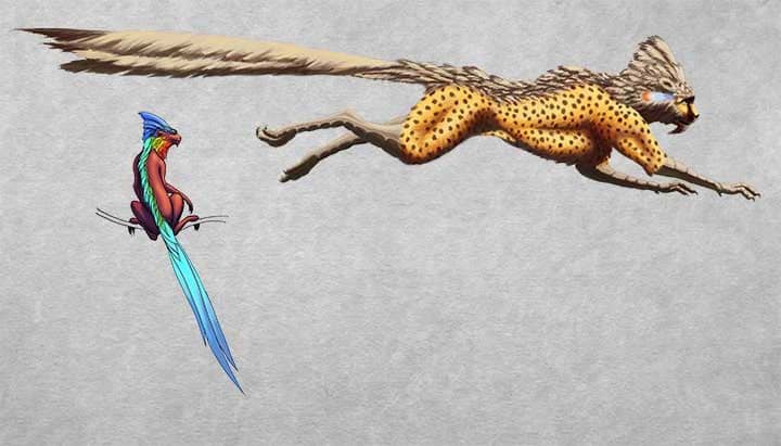 flying leopard illustration creature