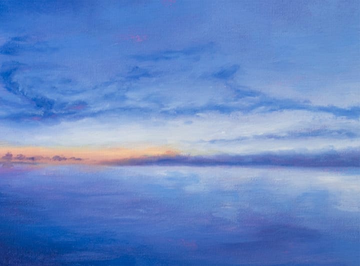 Cool Sky Reflections Original Landscape Oil Painting by Andrew Gaia close 2