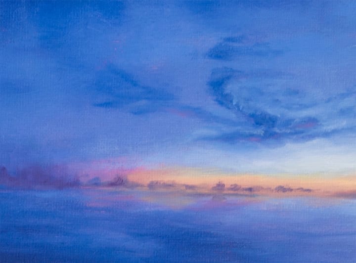 Cool Sky Reflections Original Landscape Oil Painting by Andrew Gaia close 1