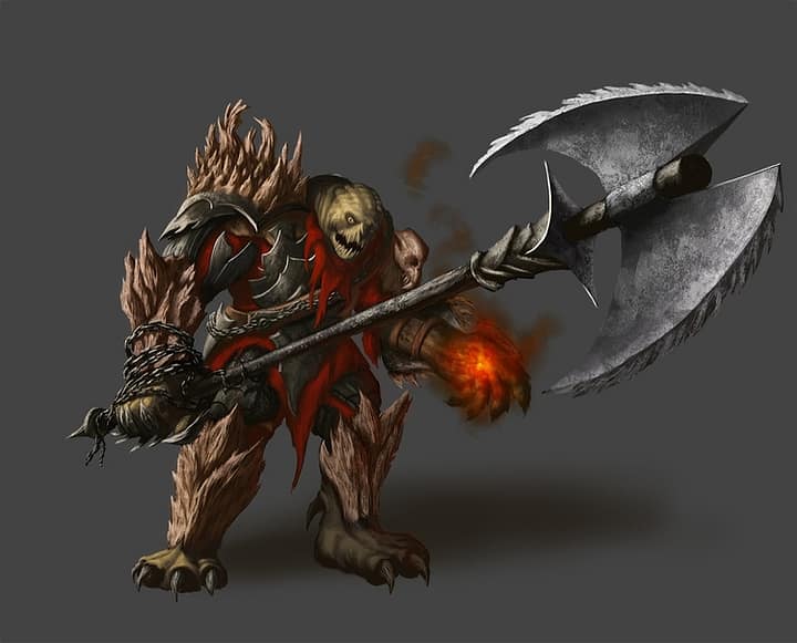 Lich Undead Zombie Master with Axe Character Illustration