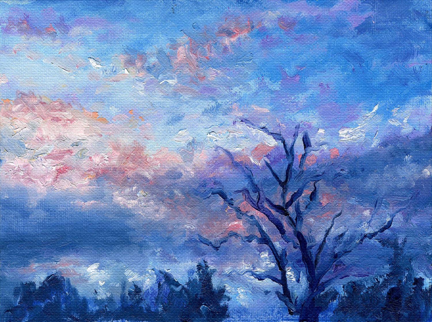 The Pink Sky Oil Painting  Landscape Impressionism Andrew Gaia